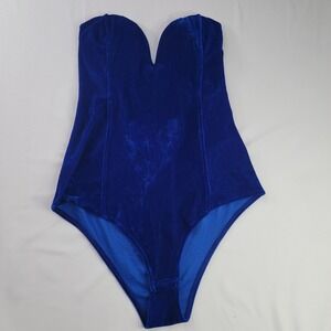 velvet‎ blue body suit corset,  built in wire bra with padding,  size XL